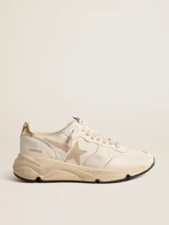 Online Golden Goose Running Sole LTD de napa com estrela de suede e talão dourado Cabedal de napa branca