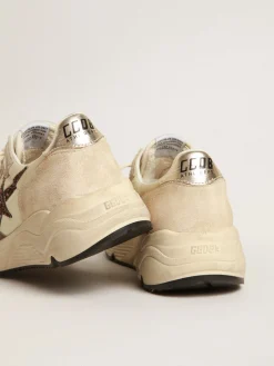Flash Sale Golden Goose Running Sole LTD de náilon e suede creme com estrela de glitter Cabedal de náilon e suede na cor creme