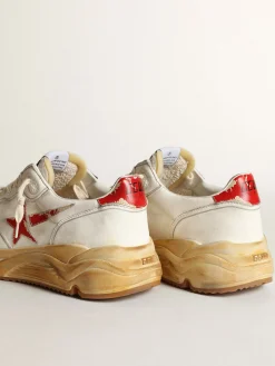 Flash Sale Golden Goose Running Sole masculino com estrela e talão de couro com estampa vermelha Cabedal de napa branca