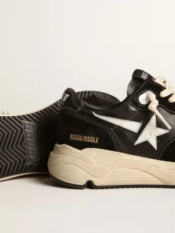 Best Sale Golden Goose Running Sole Masculino de napa e suede pretos com estrela branca Cabedal de napa e suede pretos