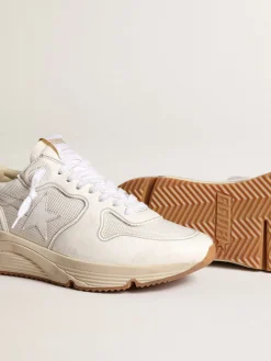 Flash Sale Golden Goose Running Sole masculino de tela e napa brancas Cabedal de tela branco óptico com inserções de napa tom sobre tom