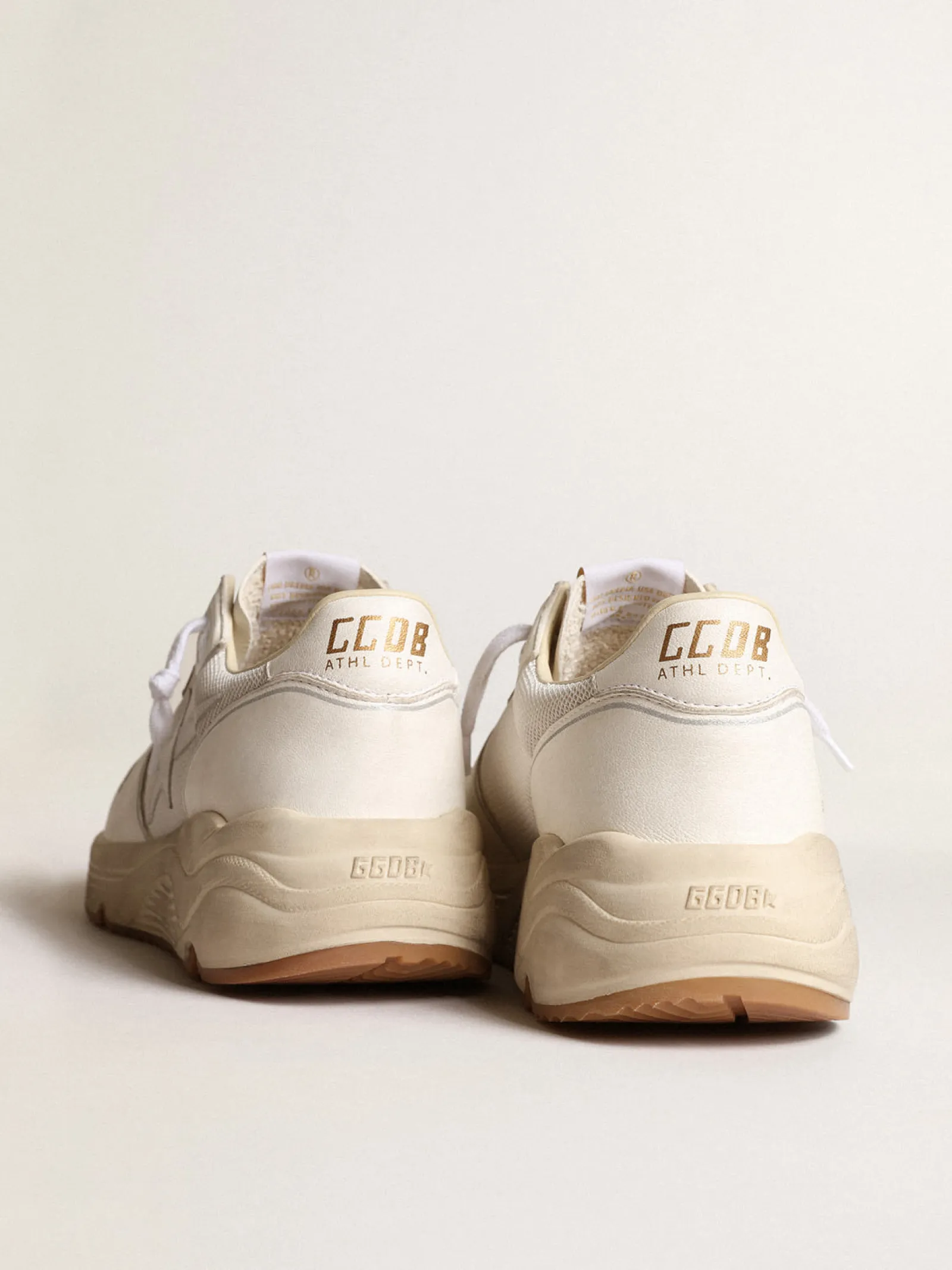 Flash Sale Golden Goose Running Sole masculino de tela e napa brancas Cabedal de tela branco óptico com inserções de napa tom sobre tom