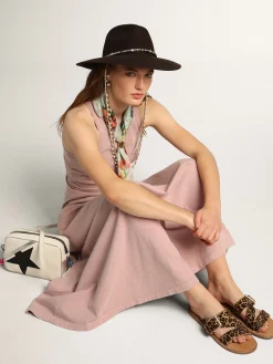 Clearance Golden Goose Sandália rasteira Feminina de couro cavalinho com estampa de leopardo Cabedal em cavalino com estampa de leopardo bege e marrom