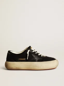 Online Golden Goose Sapato Space-Star de náilon preto com estrela e talão de couro preto Cabedal de náilon preto