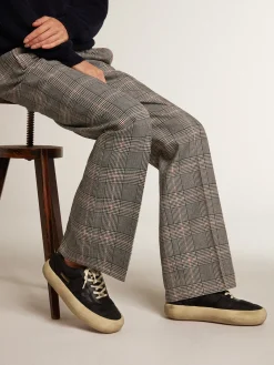 Online Golden Goose Sapato Space-Star de náilon preto com estrela e talão de couro preto Cabedal de náilon preto