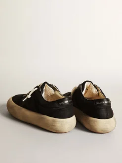 Online Golden Goose Sapato Space-Star de náilon preto com estrela e talão de couro preto Cabedal de náilon preto