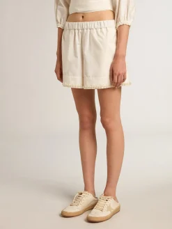 Fashion Golden Goose Short de algodão com bordado de pérolas Coleção Resort