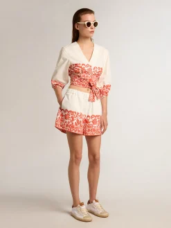 Cheap Golden Goose Short de algodão com estampa da estação Coleção Resort