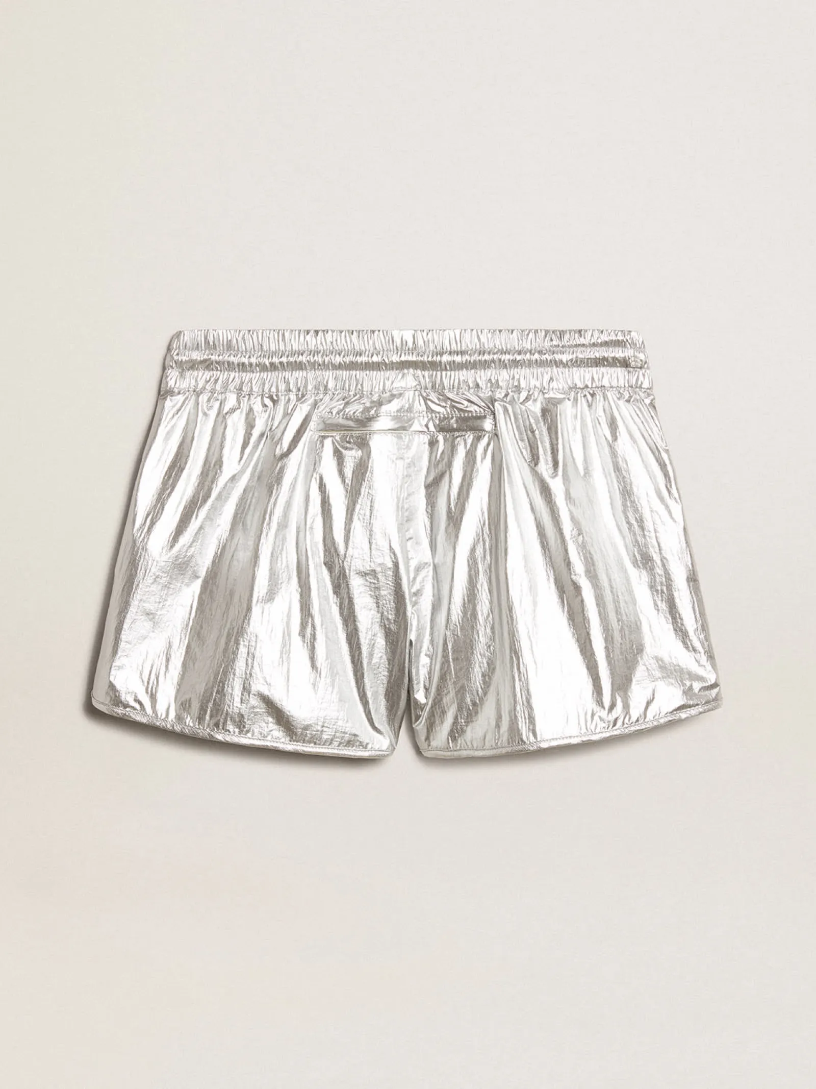 Best Sale Golden Goose Short de corrida feminino de tecido prateado Cor: prateado