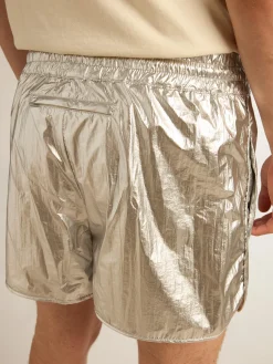 Clearance Golden Goose Short de corrida masculino de tecido prateado Cor: prateado