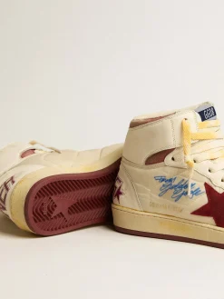 Sale Golden Goose Sky-Star de náilon e napa bege com estrela de suede cor de romã Cabedal de náilon e napa bege