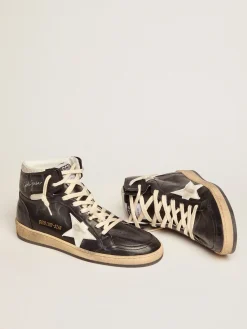 Best Sale Golden Goose Sky-Star feminino de napa preta com estrela branca Cabedal de napa preta