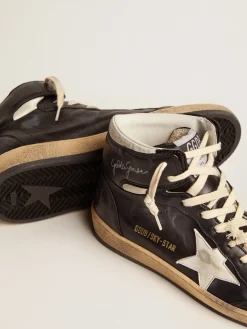 Best Sale Golden Goose Sky-Star feminino de napa preta com estrela branca Cabedal de napa preta