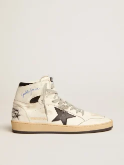 Sale Golden Goose Sky-Star masculino com assinatura no tornozelo e inserções pretas Cor: branco
