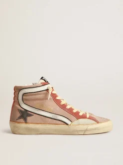 Discount Golden Goose Slide de suede rosa com estrela de couro metálico cor antracite Cabedal de suede rosa
