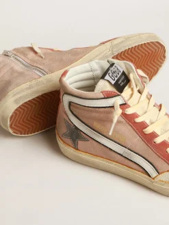 Discount Golden Goose Slide de suede rosa com estrela de couro metálico cor antracite Cabedal de suede rosa