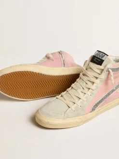 Flash Sale Golden Goose Slide LTD rosa com estrela de couro e lista de cristais Swarovski Cabedal de couro rosa