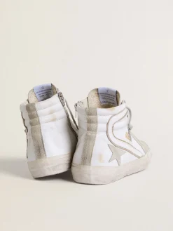 Online Golden Goose Slide masculino de couro com detalhes de suede Cabedal de couro de bezerro