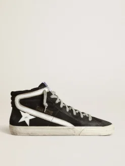 Flash Sale Golden Goose Slide masculino de denim azul-marinho com estrela e lista branca Cabedal de jeans azul-marinho