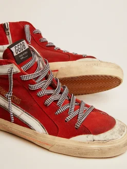 Shop Golden Goose Slide Penstar masculino de suede vermelho Cor: vermelho