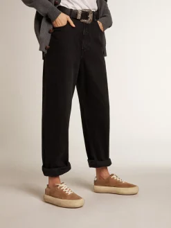 Store Golden Goose Space-Star feminino de suede cor tabaco com estrela perfurada Cabedal de suede na cor tabaco
