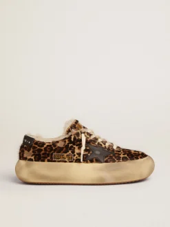 Outlet Golden Goose Space-Star masculino de cavalinho animal print e forro de shearling Cabedal de couro cavalinho com estampa animal print
