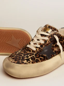 Outlet Golden Goose Space-Star masculino de cavalinho animal print e forro de shearling Cabedal de couro cavalinho com estampa animal print