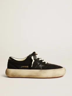 Best Sale Golden Goose Space-Star Masculino de náilon com estrela e talão de couro preto Cabedal de náilon preto
