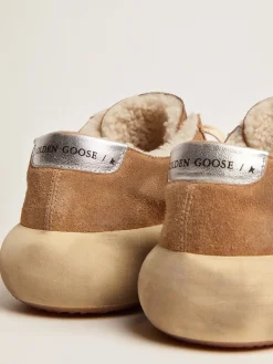 Best Sale Golden Goose Space-Star masculino de suede cor tabaco e forro de shearling Cabedal de suede na cor tabaco