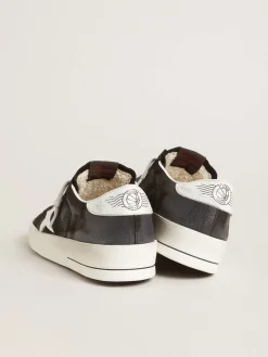 Best Golden Goose Stardan de nubuk e tela pretos com estrela e talão de couro cinza Cabedal de nubuk preto com inserções de tela preta