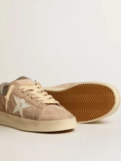 Store Golden Goose Stardan de suede rosa antigo com estrela e talão de couro branco Cabedal de suede na cor rosa antigo