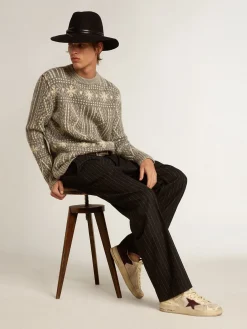 Outlet Golden Goose Stardan de tela e napa com estrela e talão de suede cor vinho Cabedal de tela branca e napa cor cru