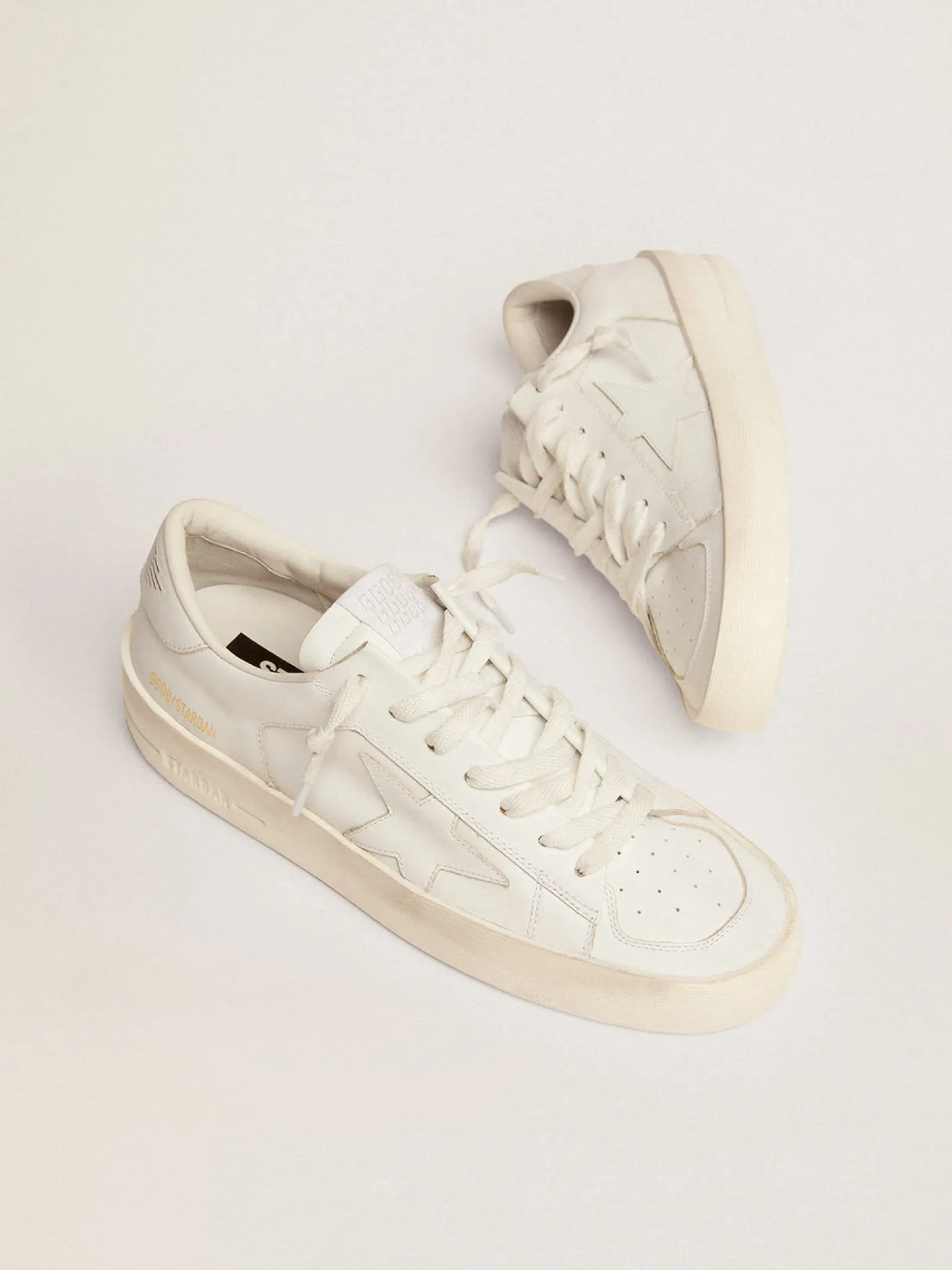 Best Sale Golden Goose Stardan feminino de couro branco Material principal: 100% couro bovino