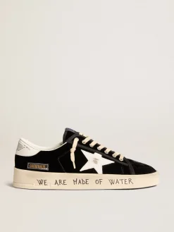 Best Sale Golden Goose Stardan Feminino de veludo preto Exclusivo HAUS of Dreamers