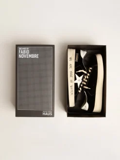 Best Sale Golden Goose Stardan Feminino de veludo preto Exclusivo HAUS of Dreamers