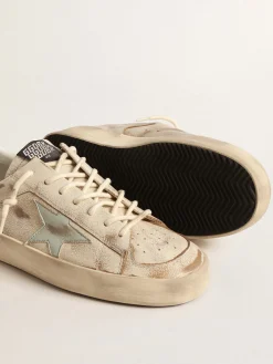 Cheap Golden Goose Stardan LTD com estrela e talão de napa verde-água Cor: cru