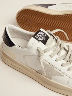 Cheap Golden Goose Stardan masculino com estrela de suede cinza gelo e talão preto Cor: branco
