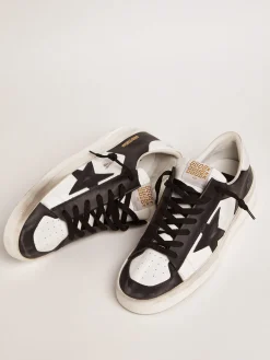 Hot Golden Goose Stardan masculino de couro branco e preto Cor: branco e preto