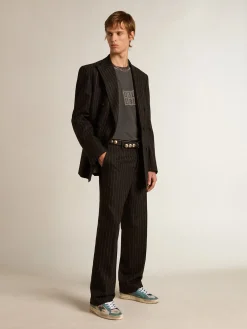 Store Golden Goose Stardan Masculino de tela desgastada e cabedal petróleo Cabedal de couro petróleo