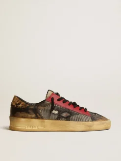 Sale Golden Goose Stardan Masculino LAB de tela com inserções de couro preto e talão leopardo Cabedal de tela preta com inserções de couro preto efeito vintage