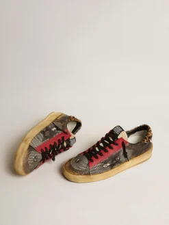 Sale Golden Goose Stardan Masculino LAB de tela com inserções de couro preto e talão leopardo Cabedal de tela preta com inserções de couro preto efeito vintage
