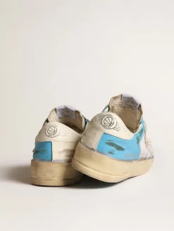 Cheap Golden Goose Stardan Masculino LAB de napa azul e tela branca Cor: branco e azul