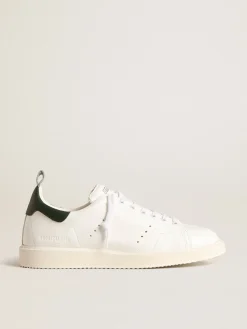 New Golden Goose Starter de base vegetal com talão de couro verde Cabedal de base vegetal branco