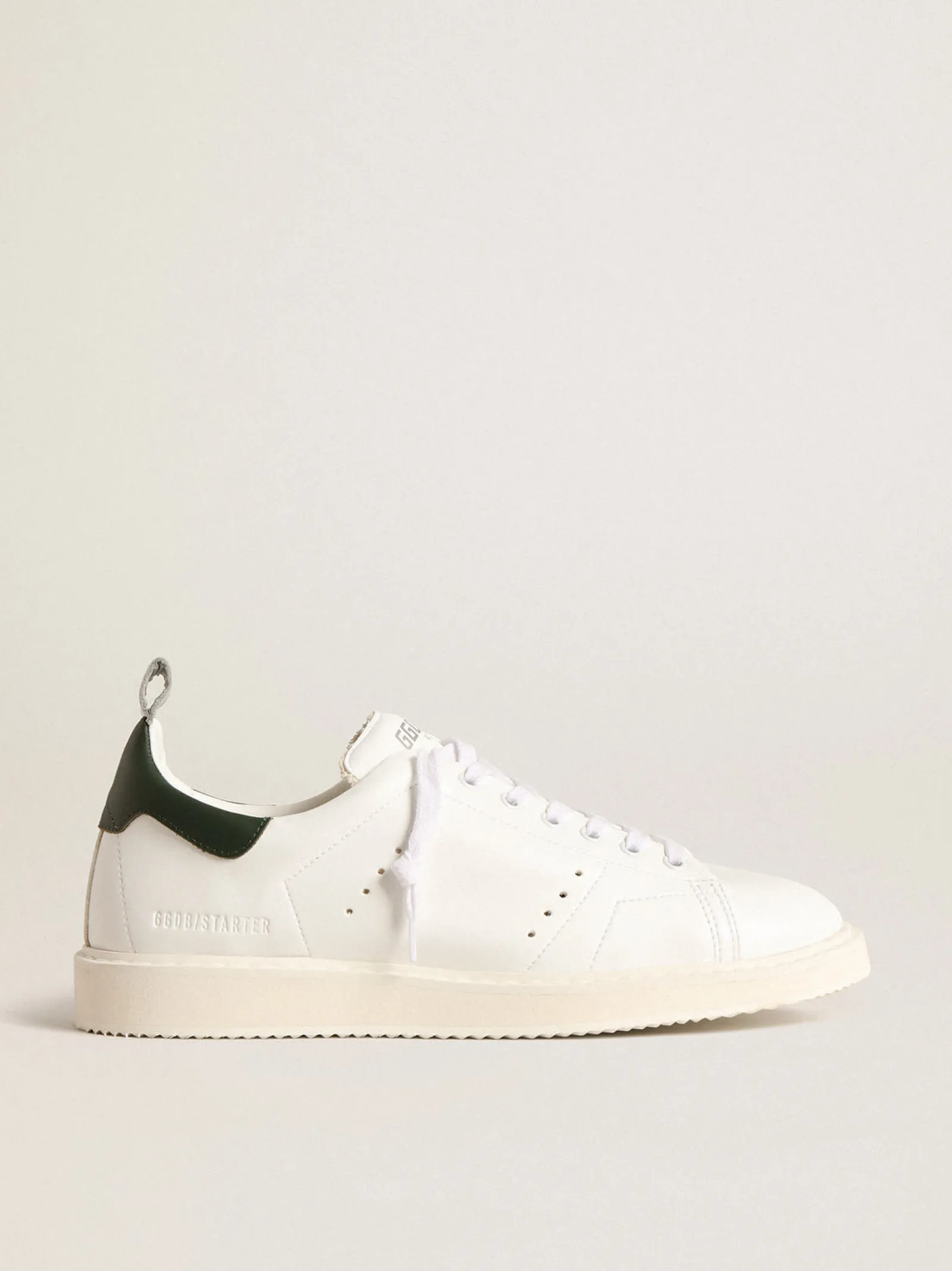 New Golden Goose Starter de base vegetal com talão de couro verde Cabedal de base vegetal branco