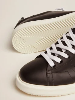 Shop Golden Goose Starter sneakers in total black leather Main material: 100% cowhide leather