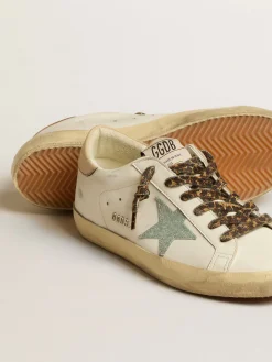 Clearance Golden Goose Super-Star com estrela de glitter cinza e talão de couro nude Cor: branco