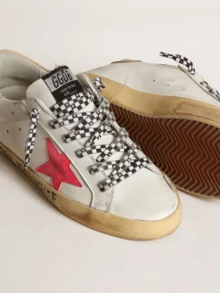 Fashion Golden Goose Super-Star com estrela de suede lagosta e talão de couro areia Cor: branco