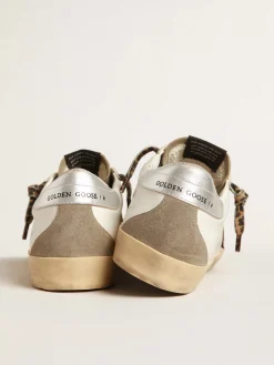 Hot Golden Goose Super-Star com estrela de glitter bordô e talão prateado Cor: branco