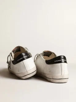 Flash Sale Golden Goose Super-Star com estrela de couro metálico azul e talão preto Cor: branco