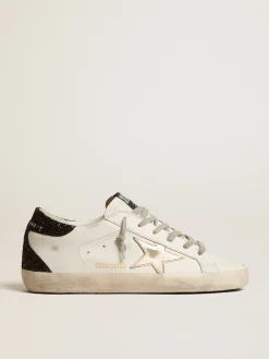 Clearance Golden Goose Super-Star com estrela dourada e talão de glitter preto Cor: branco